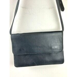 Vintage 90's Calvin Klein Black Leather Convertible Crossbody Purse / Clutch